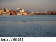 Район Подола в городе Киеве на рассвете с водоплавающими птицами на переднем плане (2006 год). Стоковое фото, фотограф Константин Покровский / Фотобанк Лори