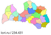 Латвия - цветная карта административного устройства с названиями центров. Стоковая иллюстрация, иллюстратор Елена Киселева / Фотобанк Лори