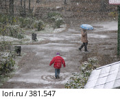 Первый снегопад. Следы на снегу. Жанровая сценка. (2007 год). Стоковое фото, фотограф Т. З. / Фотобанк Лори