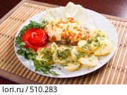 Запеченное мясо с картофелем и помидорами. Стоковое фото, фотограф Александр Fanfo / Фотобанк Лори