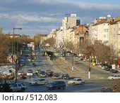 Вид с моста Влюблённых, перекрёсток улицы Фритьоф Нансен и бульвара Евлоги Георгиев. София, Болгария (2007 год). Редакционное фото, фотограф Александр Шуть / Фотобанк Лори