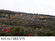 Палаточный лагерь Шира (Shira camp),  Килиманджаро, Танзания (2008 год). Стоковое фото, фотограф Алексей Зарубин / Фотобанк Лори