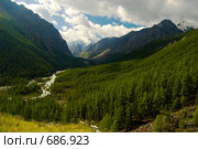 Долина реки Мажой. Горный Алтай. Стоковое фото, фотограф Селигеев Андрей Иванович / Фотобанк Лори