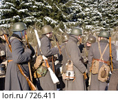 Советско-Финская война 1939-1940: финские солдаты 4го егерского батальона на марше (2009 год). Редакционное фото, фотограф Дмитрий Черевко / Фотобанк Лори