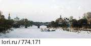 Вологда. Вид на город и реку Вологду с пешеходного моста (2009 год). Стоковое фото, фотограф Румянцева Наталия / Фотобанк Лори