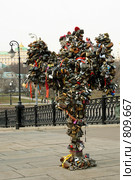 Лужков мост, замки на дереве любви.Москва. (2009 год). Стоковое фото, фотограф Александр Грачев / Фотобанк Лори