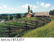 Кенозеро. Зихново. Часовня Иоанна Богослова 18в. с "небом" Редакционное фото, фотограф Т. З. / Фотобанк Лори