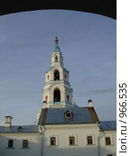 Колокольня Спасо-Преображенского собора на Валааме. Сумерки (2008 год). Стоковое фото, фотограф Сергей Цепек / Фотобанк Лори