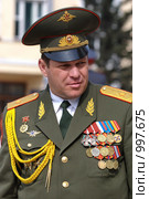 Генерал. 9 мая , чествование ветеранов ВОВ,  Площадь Советов, Улан-Удэ (2009 год). Редакционное фото, фотограф Александр Подшивалов / Фотобанк Лори