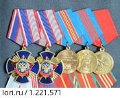 Милицейские награды "За заслуги", "За боевое содружество", "200 лет МВД", 70 лет БЭП - БХСС" Стоковое фото, фотограф Free Wind / Фотобанк Лори