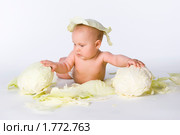Малыш и капуста. Стоковое фото, фотограф Куликова Вероника / Фотобанк Лори