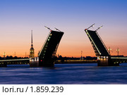 Развод мостов в Санкт-Петербурге, белые ночи (2010 год). Редакционное фото, фотограф Алексей Ширманов / Фотобанк Лори