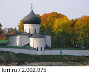 Спасо-Преображенский собор Мирожского монастыря на фоне осенних деревьев (2010 год). Стоковое фото, фотограф Валентина Троль / Фотобанк Лори