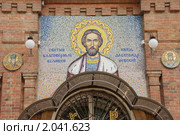 Старый Оскол. Икона Святого Благоверного Князя Александра Невского над входом в одноимённый кафедральный собор (2010 год). Стоковое фото, фотограф Алексей Шаповалов (Стерх) / Фотобанк Лори