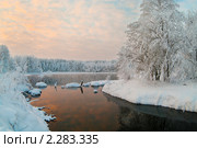 Закат на озере зимой. Стоковое фото, фотограф Кекяляйнен Андрей / Фотобанк Лори