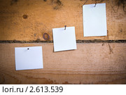 Три бумажки, прибитые гвоздями к стене. Стоковое фото, фотограф Типляшина Евгения / Фотобанк Лори