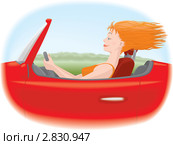 Женщина в машине за рулем. Стоковая иллюстрация, иллюстратор Антон Гриднев / Фотобанк Лори