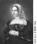 Екатерина Парр, жена короля Генриха VIII. Гравюра 1840 года. Стоковая иллюстрация, иллюстратор Georgios Kollidas / Фотобанк Лори