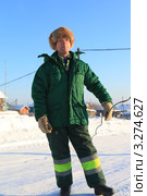 Связист с кабелем. Стоковое фото, фотограф Николай Мухорин / Фотобанк Лори