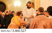 Русская православная церковь. Иподиаконы облачают епископа (2012 год). Редакционное видео, видеограф Mikhail Erguine / Фотобанк Лори