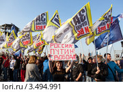 Массовая акция в честь годовщины создания Общероссийского народного фронта на Поклонной горе, город Москва (2012 год). Редакционное фото, фотограф Николай Винокуров / Фотобанк Лори