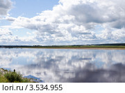 Небесно-водный пейзаж на Русском Севере. Стоковое фото, фотограф Солодовникова Елена / Фотобанк Лори