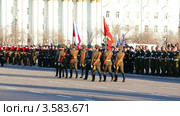 Знаменная группа на репетиции парада Победы в Чите (2012 год). Редакционное видео, видеограф Евгений / Фотобанк Лори