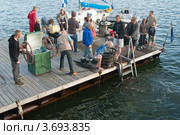 Погружение водолаза на празднике "Дни Моря" в Таллине, Эстония (2012 год). Редакционное фото, фотограф Игорь Соколов / Фотобанк Лори