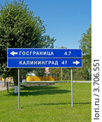 Дорожный указатель в городе Мамоново Калининградской области (2012 год). Стоковое фото, фотограф Ирина Борсученко / Фотобанк Лори