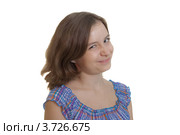 Подмигивающая смешная девушка на белом фоне. Стоковое фото, фотограф Матвеева Наталья / Фотобанк Лори