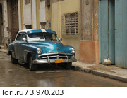 Гавана. Классический американский автомобиль Plymouth и курица (2012 год). Редакционное фото, фотограф Левина Татьяна / Фотобанк Лори