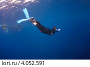 Девушка плывет под водой в Средиземном море. Стоковое фото, фотограф Некрасов Андрей / Фотобанк Лори