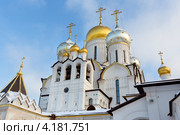Купола Собора Рождества Пресвятой Богородицы в Зачатьевском ставропигиальном женском монастыре города Москвы (2013 год). Стоковое фото, фотограф Николай Винокуров / Фотобанк Лори