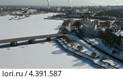 Панорама города Выборг с башни крепости в зимний период (2013 год). Стоковое видео, видеограф Кекяляйнен Андрей / Фотобанк Лори