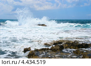Морской прибой на Средиземном море. Стоковое фото, фотограф Соловьев Сергей Николаевич / Фотобанк Лори