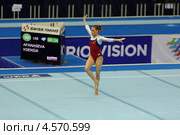 Ксения Афанасьева на чемпионате Европы по спортивной гимнастике 2013 года. Москва, СК "Олимпийский" Редакционное фото, фотограф Игорь Долгов / Фотобанк Лори