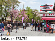 Посетители храма Sensoji на территории святыни, Асакуса, Токио. Япония (2013 год). Редакционное фото, фотограф Кекяляйнен Андрей / Фотобанк Лори