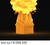 3D дом в огне. Стоковая иллюстрация, иллюстратор Данила Большаков / Фотобанк Лори