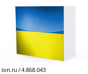 Флаг Украины на грани параллелепипеда. Стоковая иллюстрация, иллюстратор Клинц Алексей / Фотобанк Лори