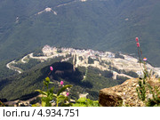 Пейзаж с вершины горы Аибга канатной дороги Роза Хутор. Стоковое фото, фотограф Светлана Савченкова / Фотобанк Лори