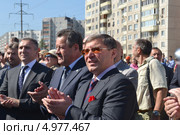 Глава города Тюмени Александр Моор, губернатор Тюменской области Владимир Якушев и генеральный директор ОАО «Мостострой-11» Николай Руссу на открытии новой транспортной развязки по ул.Мельникайте, Тюмень. 22.08.2013. Редакционное фото, фотограф Землянникова Вероника / Фотобанк Лори