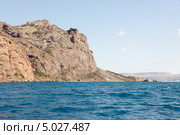 Морской пейзаж с видом на Профиль Волошина и Коктебель (2013 год). Стоковое фото, фотограф Ольга Липунова / Фотобанк Лори