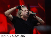 Константин Кинчев, красное на чёрном, юбилейный концерт "Алиса ХХХ-лет" (2013 год). Редакционное фото, фотограф Михеев Алексей / Фотобанк Лори