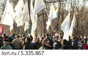 Люди с флагами на протестной акции в Днепропетровске (2013 год). Редакционное видео, видеограф Потийко Сергей / Фотобанк Лори