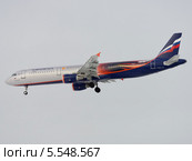 Airbus A321 (бортовой VP-BTL) на посадке в Шереметьево (2012 год). Редакционное фото, фотограф Alexei Tavix / Фотобанк Лори