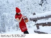 Девушка с корзиной и с яблоками. Стоковое фото, фотограф Марина Барышникова / Фотобанк Лори
