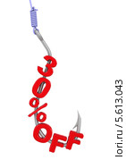 30%OFF (скидка 30%) на рыболовном крючке. Стоковая иллюстрация, иллюстратор WalDeMarus / Фотобанк Лори