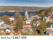 Плёс. Вид с Соборной горы на Волгу и Варваринскую церковь (2014 год). Стоковое фото, фотограф Михаил Широков / Фотобанк Лори