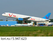Airbus A321 (бортовой EI-ETL) авиакомпании Metrojet вылетает из Домодедова (2014 год). Редакционное фото, фотограф Alexei Tavix / Фотобанк Лори