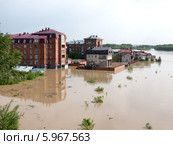 Паводок на Алтае. Уровень реки воды достиг максимума 711 см. Бийск. Алтайский край (01.06.2014) Стоковое фото, фотограф Chere / Фотобанк Лори
